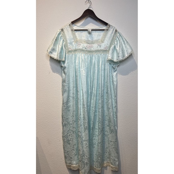 Vintage EVE STILLMAN Lace Paisley Satin Nightgown Size 1x Floral Coquette‎ - Picture 1 of 7